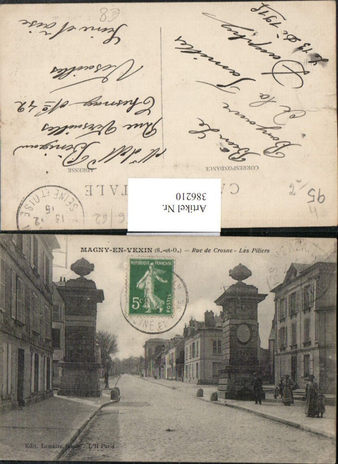 386210,Ile-de-France Val-Oise Magny-en-Vexin Rue de Crosne Les Piliers Straßenansicht