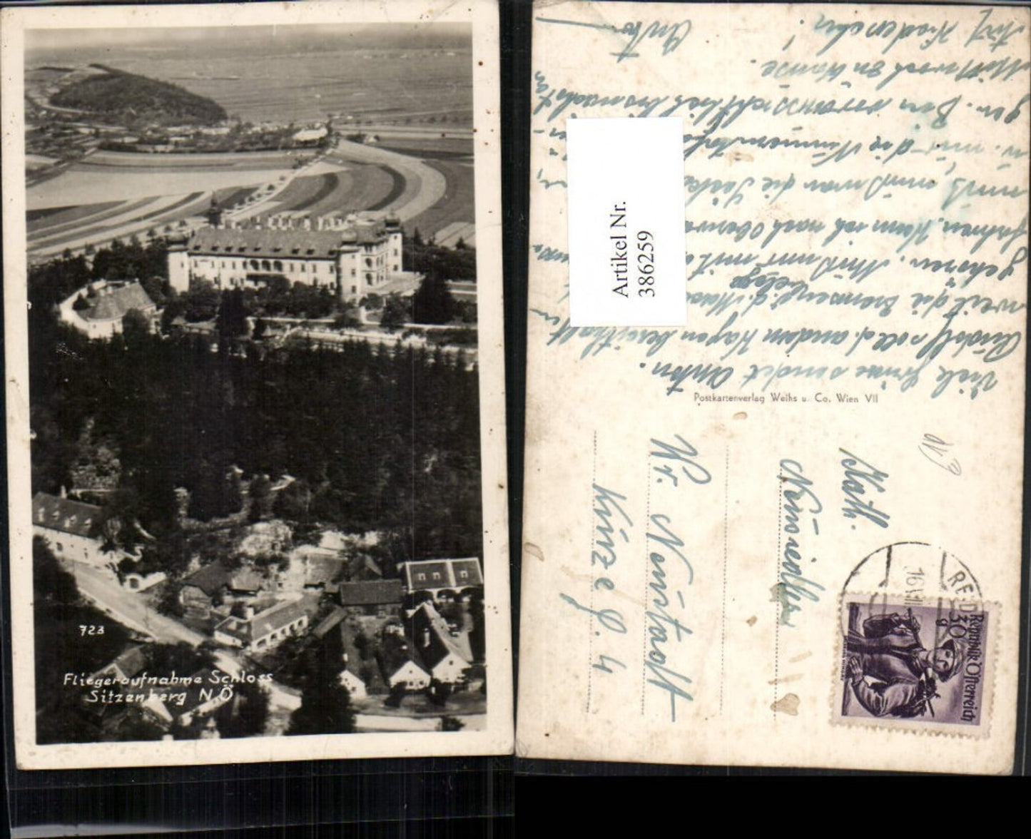 386259,Schloss Sitzenberg Reidling bei Tulln Fliegeraufnahme