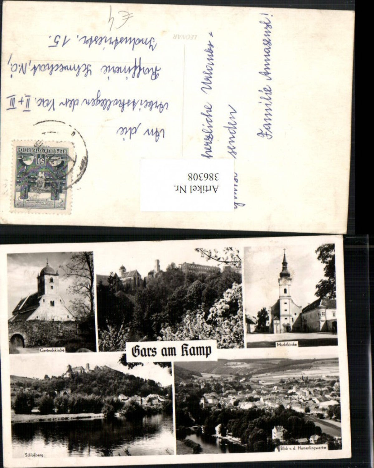 386308,Gars am Kamp Totale Kirche Burgruine Gertrudskirche Schlossberg Mehrbildkarte