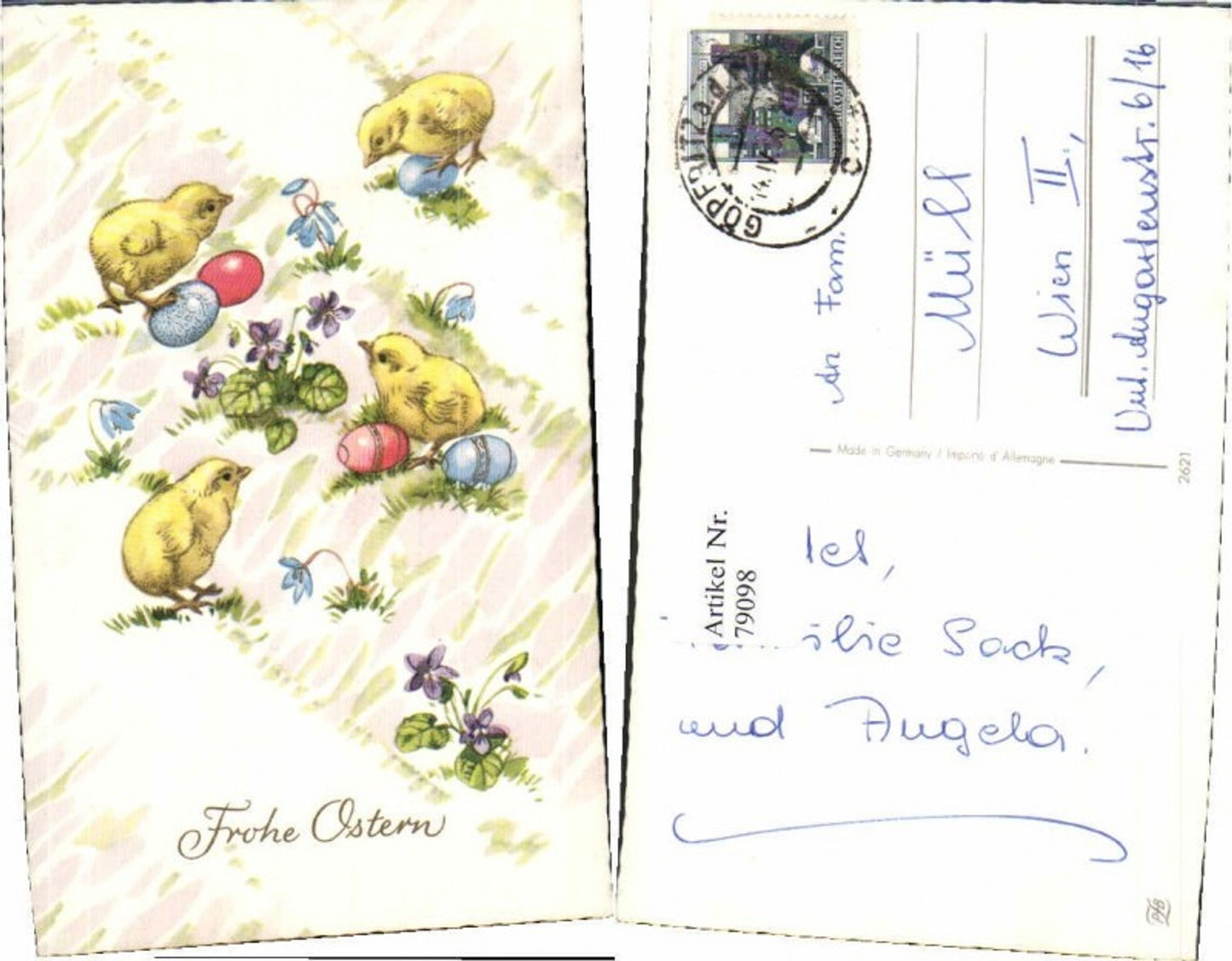 79098,Ostern Küken Blumen Ostereier gel Göpfritz