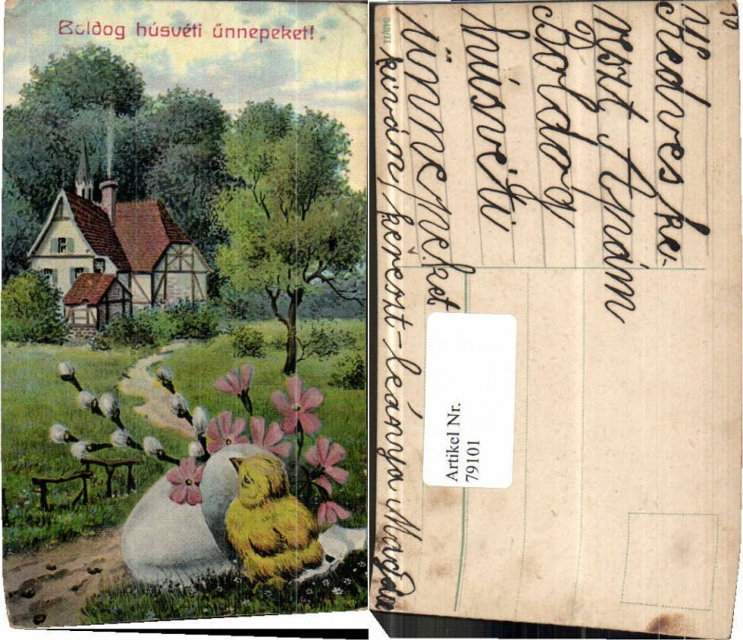 79101,Ostern Küken Osterei Palmkätzchen