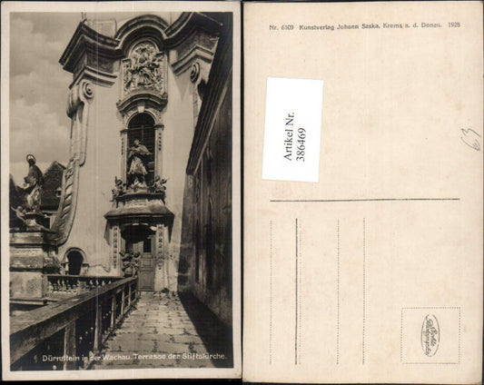 386469,Dürnstein in d. Wachau Stiftskirche Kirche Terrasse