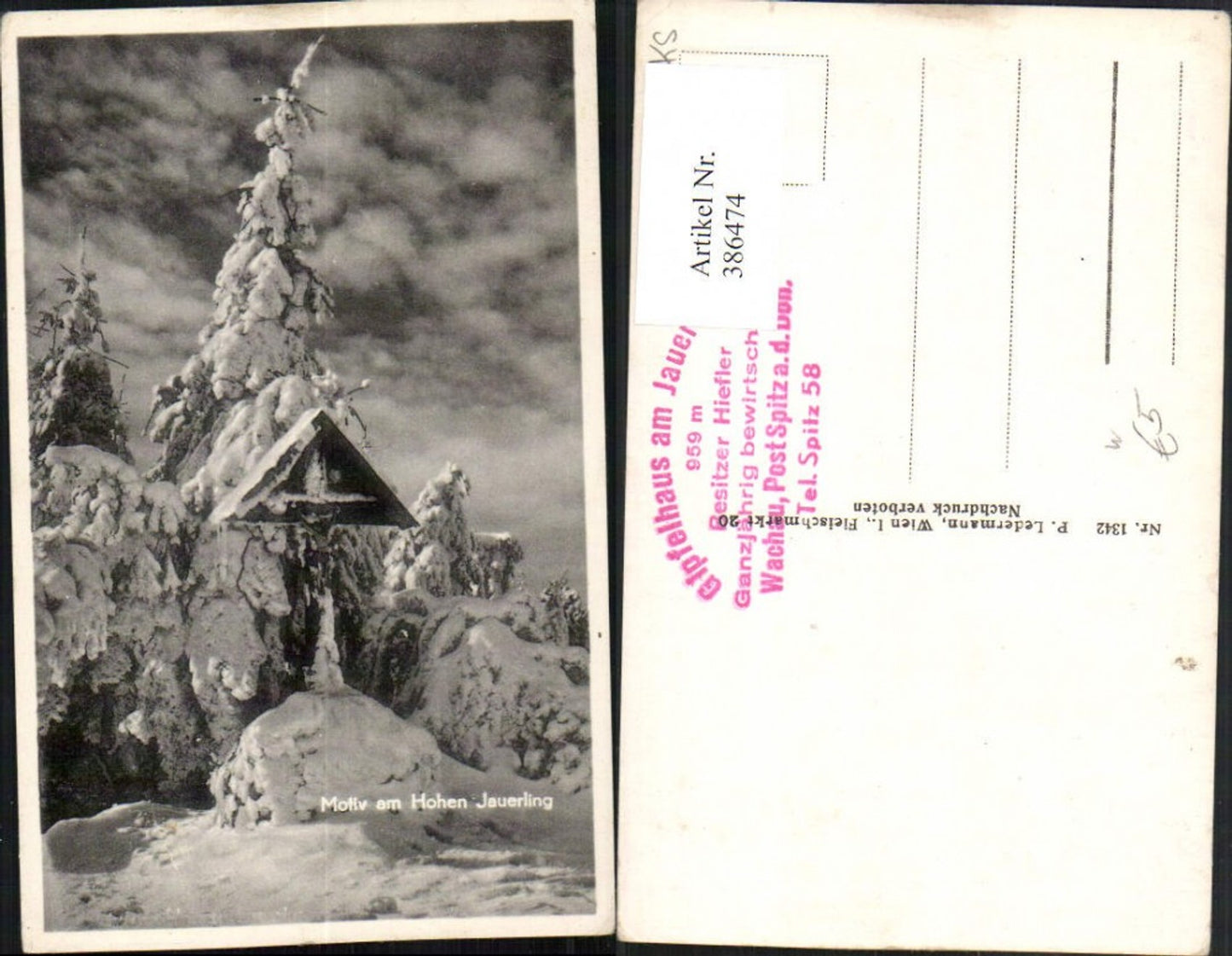 386474,Motiv am Hohen Jauerling b. Spitz an d. Donau Wegkreuz Winterbild