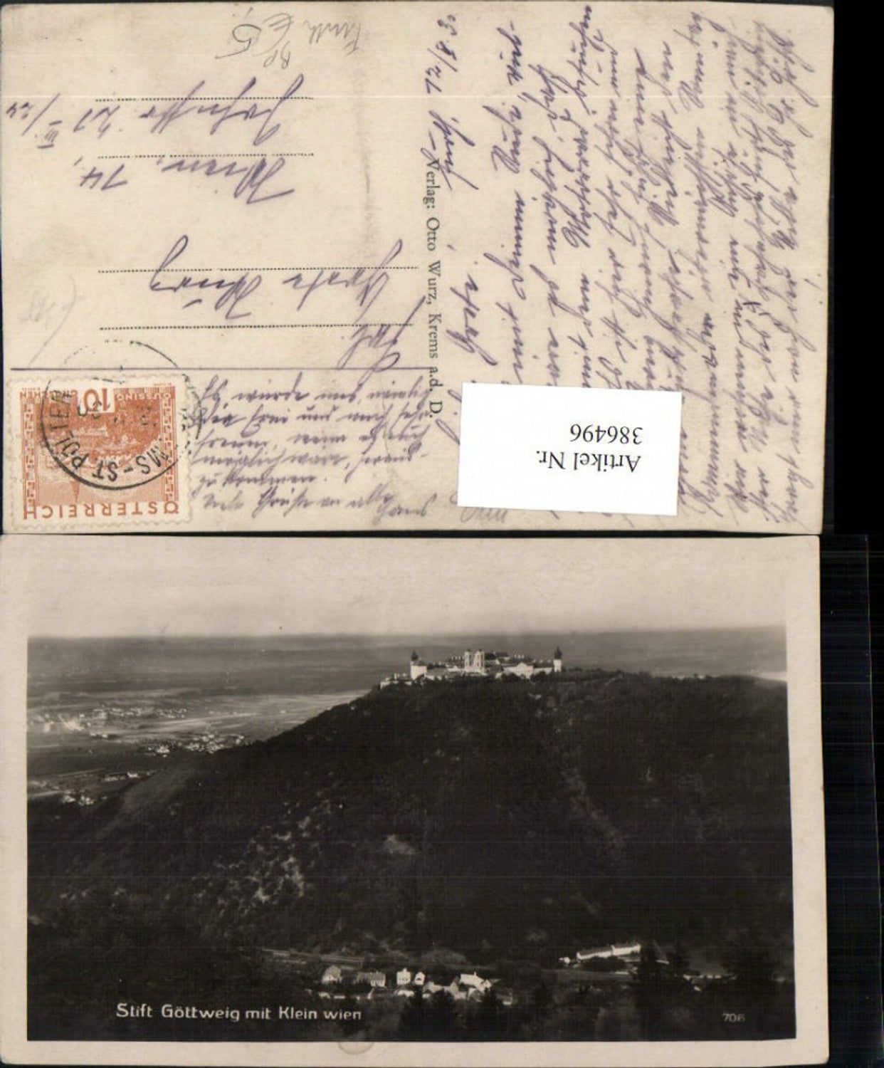 386496,Stift Göttweig m. Klein-Wien Furth Bahnpost Krems – St. Pölten