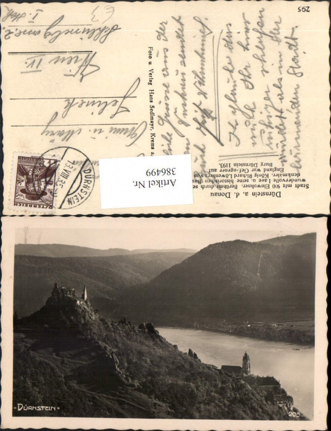 386499,Dürnstein an d. Donau Teilansicht m. Ruine