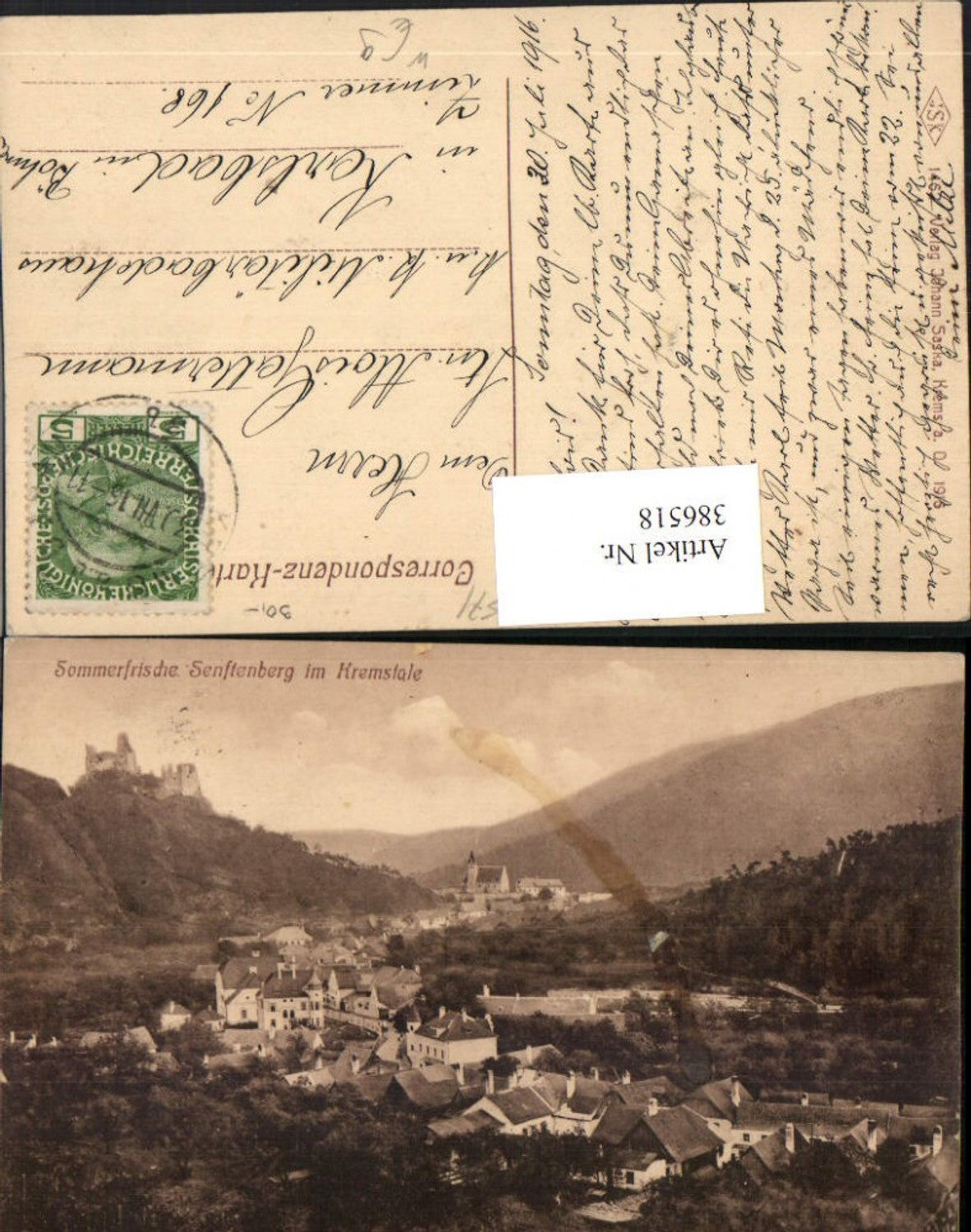 386518,Senftenberg im Kremstale Totale m. Ruine