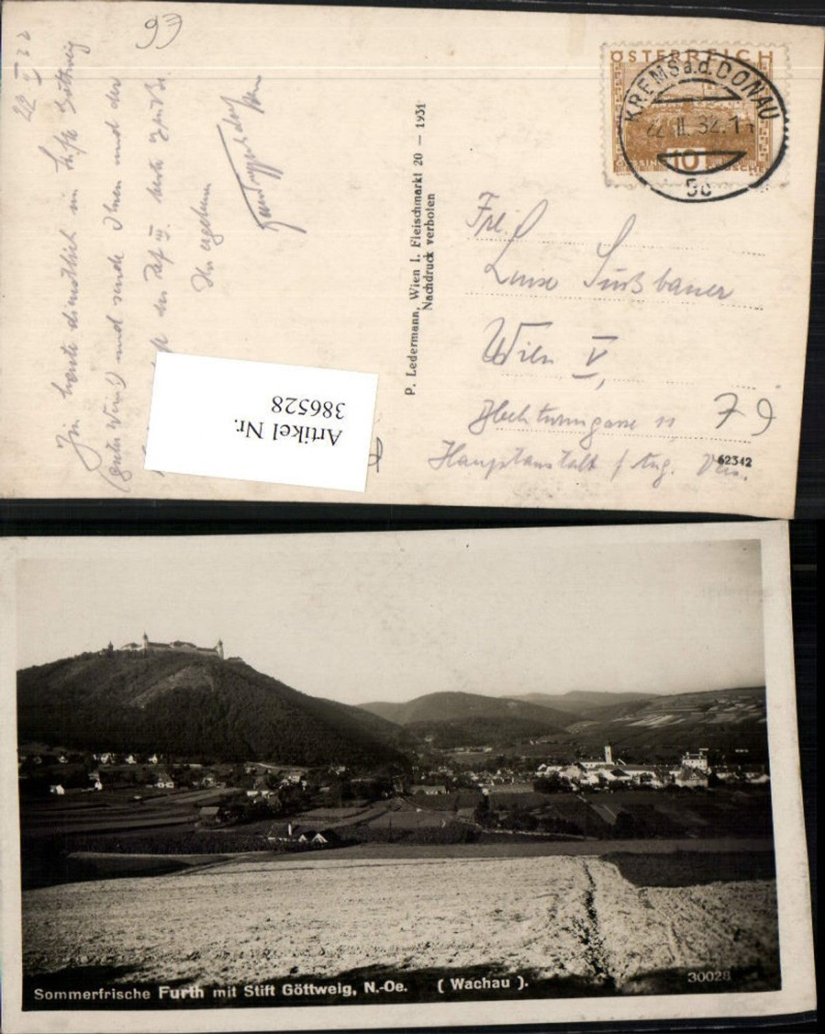 386528,Furth in d. Wachau Totale m. Stift Göttweig