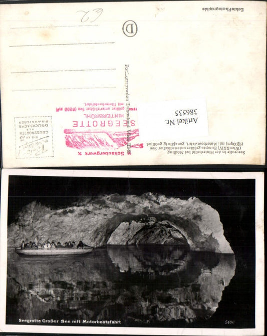 386535,Hinterbrühl b. Mödling Seegrotte Großer See m. Motorboot