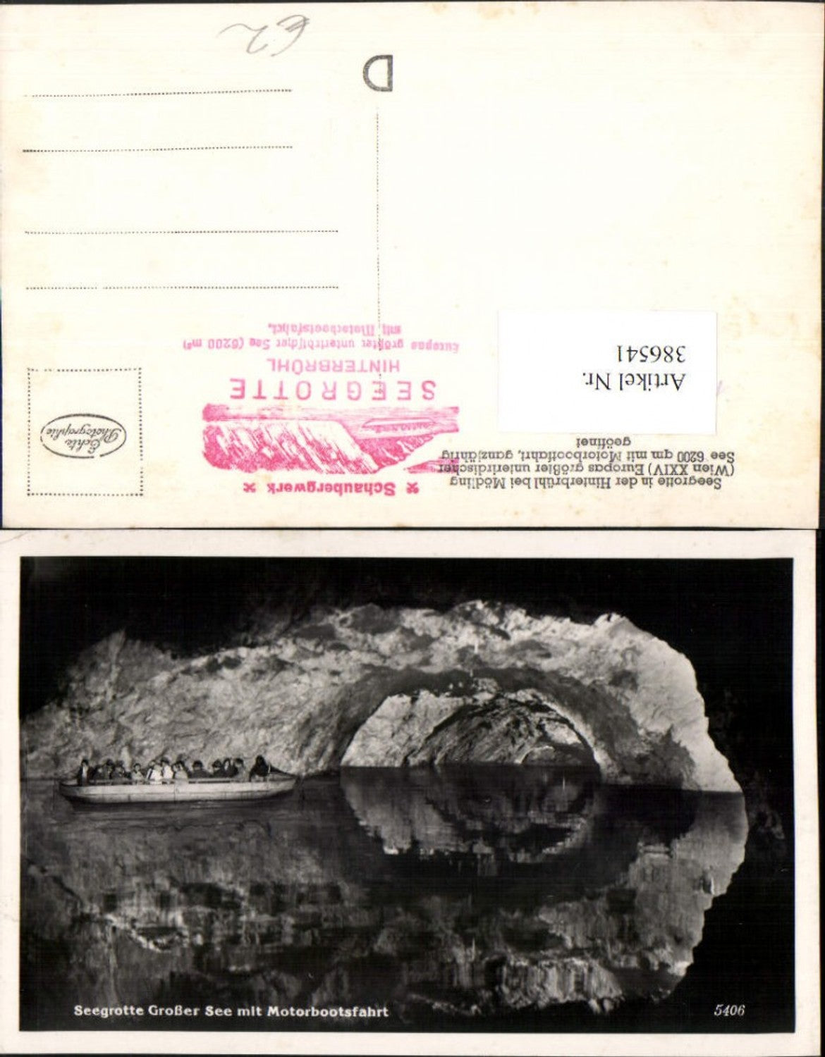 386541,Hinterbrühl b. Mödling Seegrotte Großer See m. Motorboot