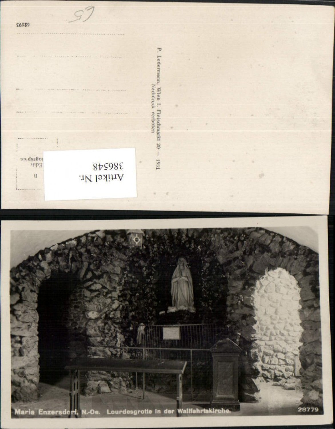 386548,Maria Enzersdorf Lourdesgrotte in d. Wallfahrtskirche Statue