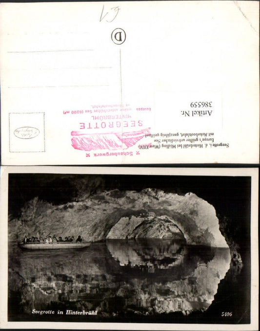 386559,Hinterbrühl b. Mödling Seegrotte Großer See Motorboot