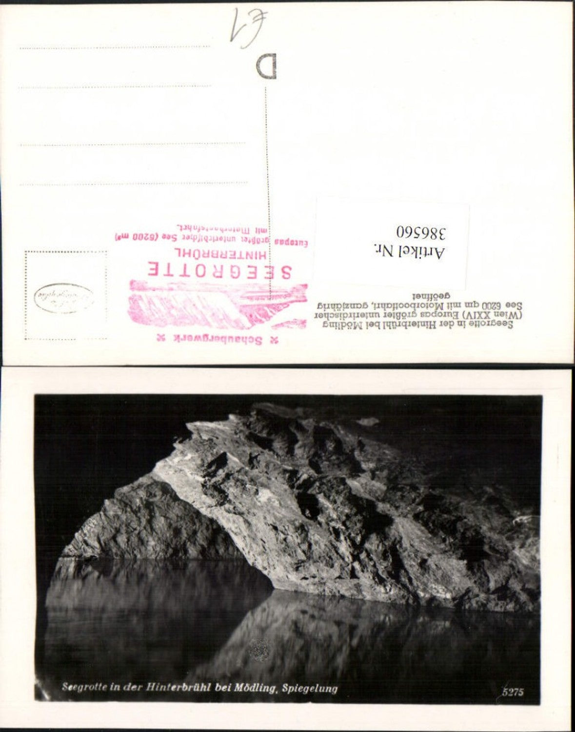 386560,Hinterbrühl b. Mödling Seegrotte See Spiegelung