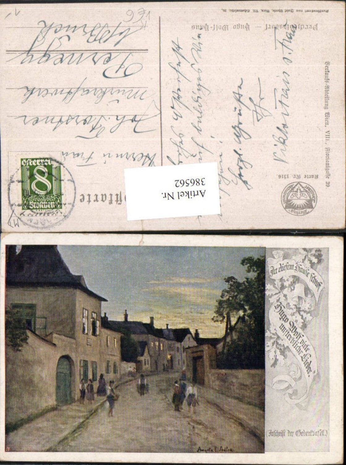 386562,Künstler AK Angela E. Adler Perchtoldsdorf Hugo Wolf-Haus pub Dt Schulverein 1316