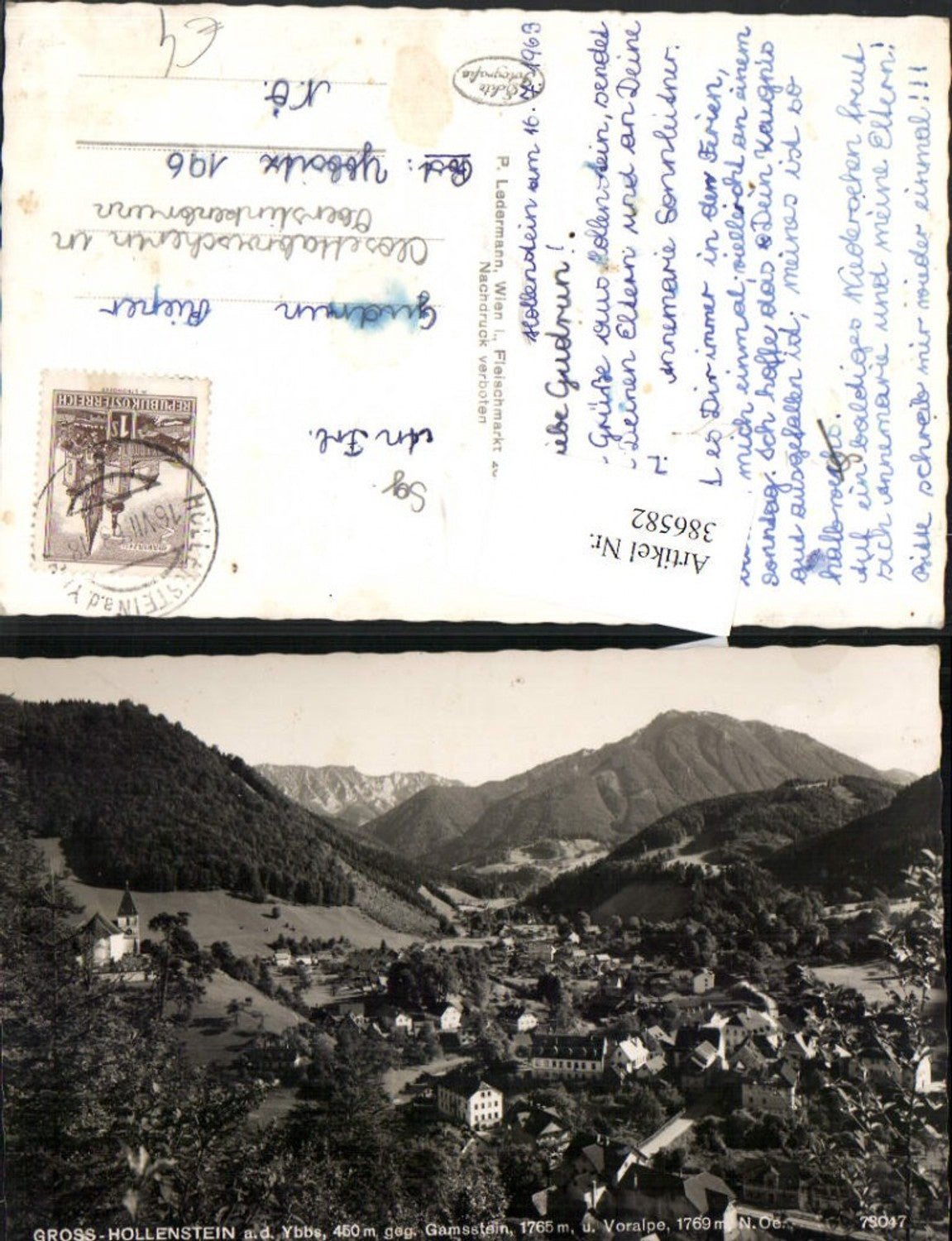 386582,Groß-Hollenstein an d. Ybbs Totale geg. Gamsstein u. Voralpe Bergkulisse