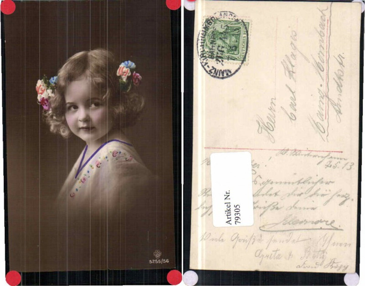 Bahnpost Zug 445 Mädchen Portrait Blumen im Haar RPH SBW 79305