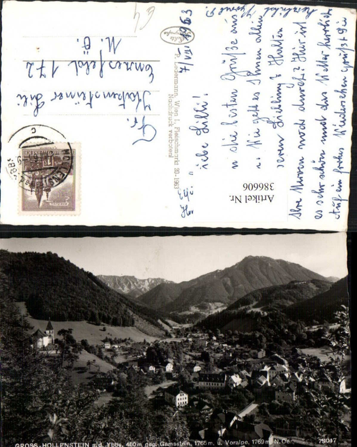 386606,Groß-Hollenstein an d. Ybbs Totale geg. Gamsstein u. Voralpe Bergkulisse