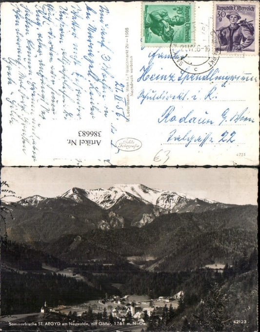 386683,St. Aegyd am Neuwalde Totale m. Göller Bergkulisse