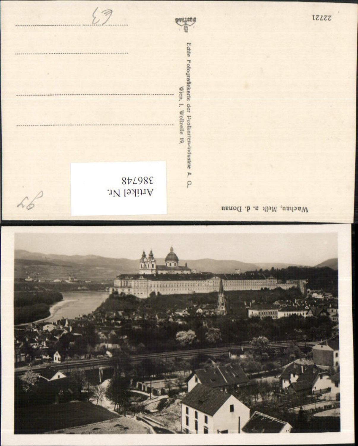 386748,Wachau Melk an d. Donau Teilansicht m. Stift