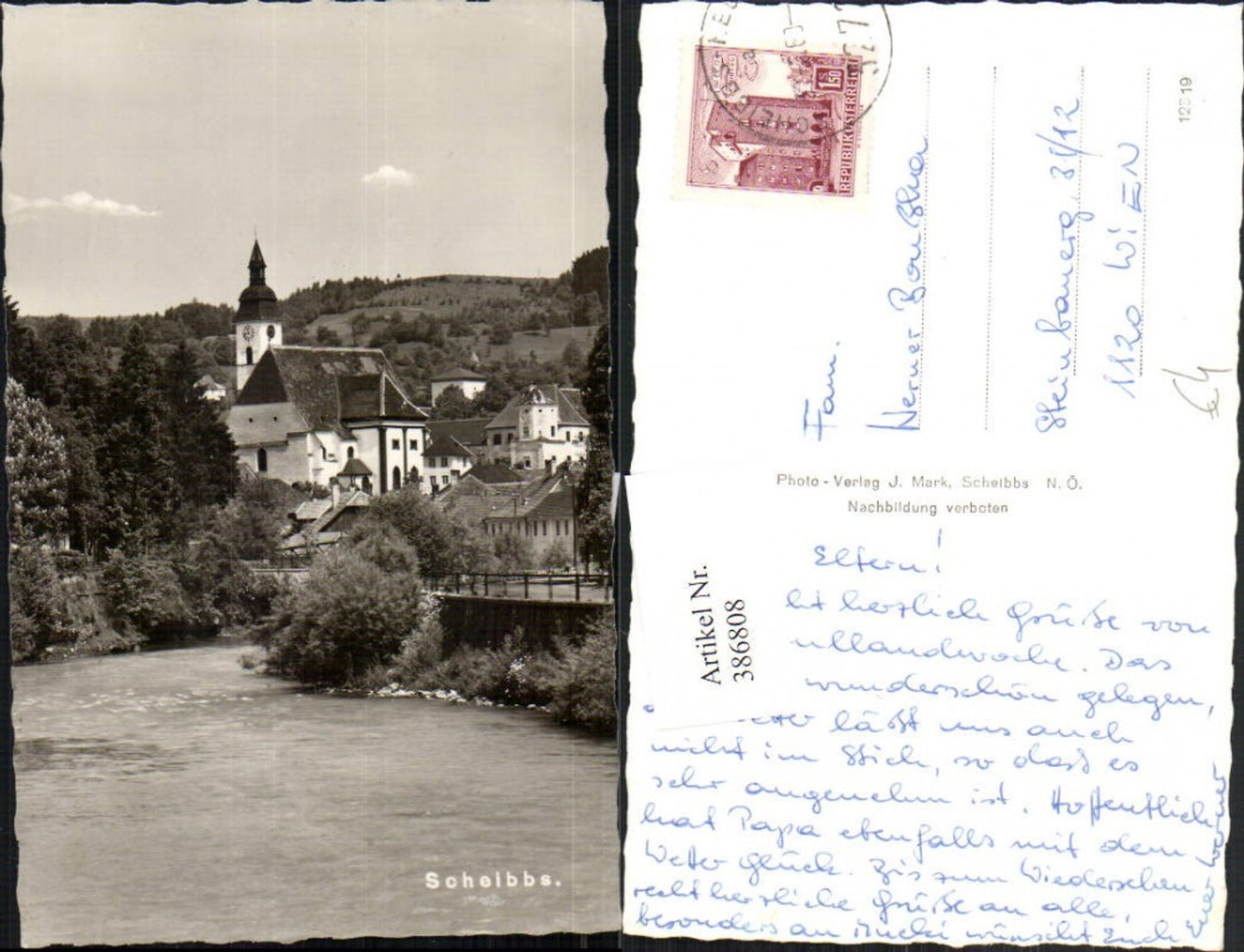 386808,Scheibbs Teilansicht Kirche Fluss