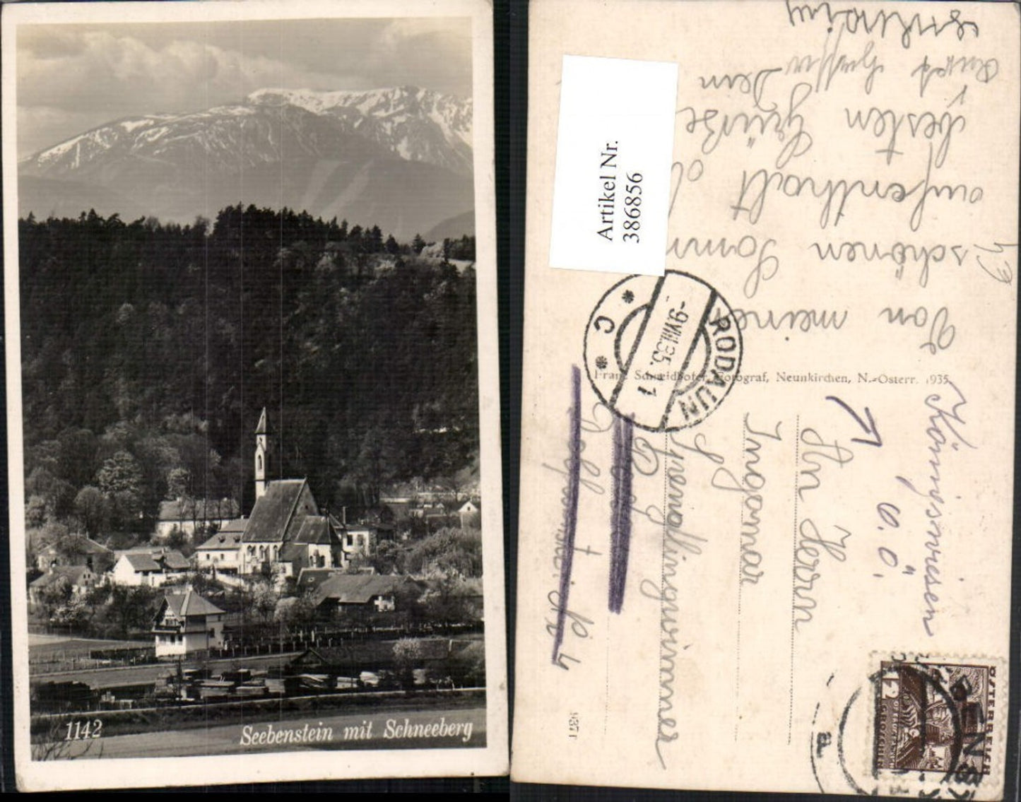 386856,Seebenstein Totale m. Schneeberg Bergkulisse