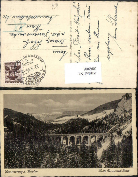 386906,Semmering Kalte Rinne Viadukt m. Rax Bergkulisse
