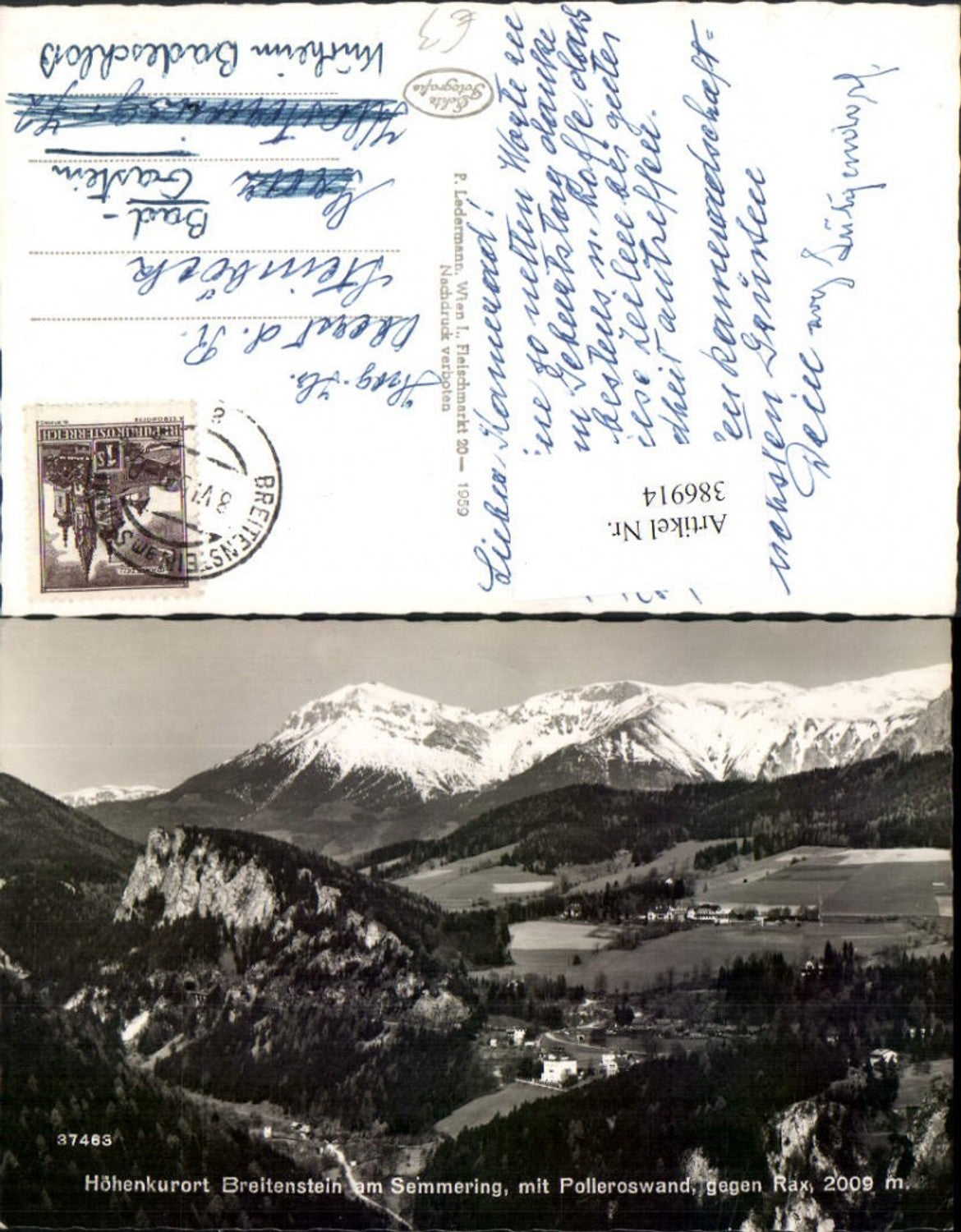 386914,Breitenstein am Semmering Totale m. Polleroswand geg. Rax Bergkulisse