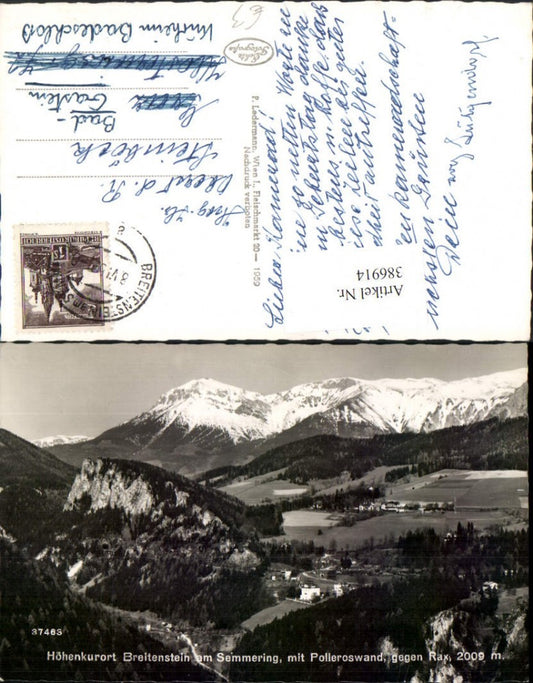 386914,Breitenstein am Semmering Totale m. Polleroswand geg. Rax Bergkulisse