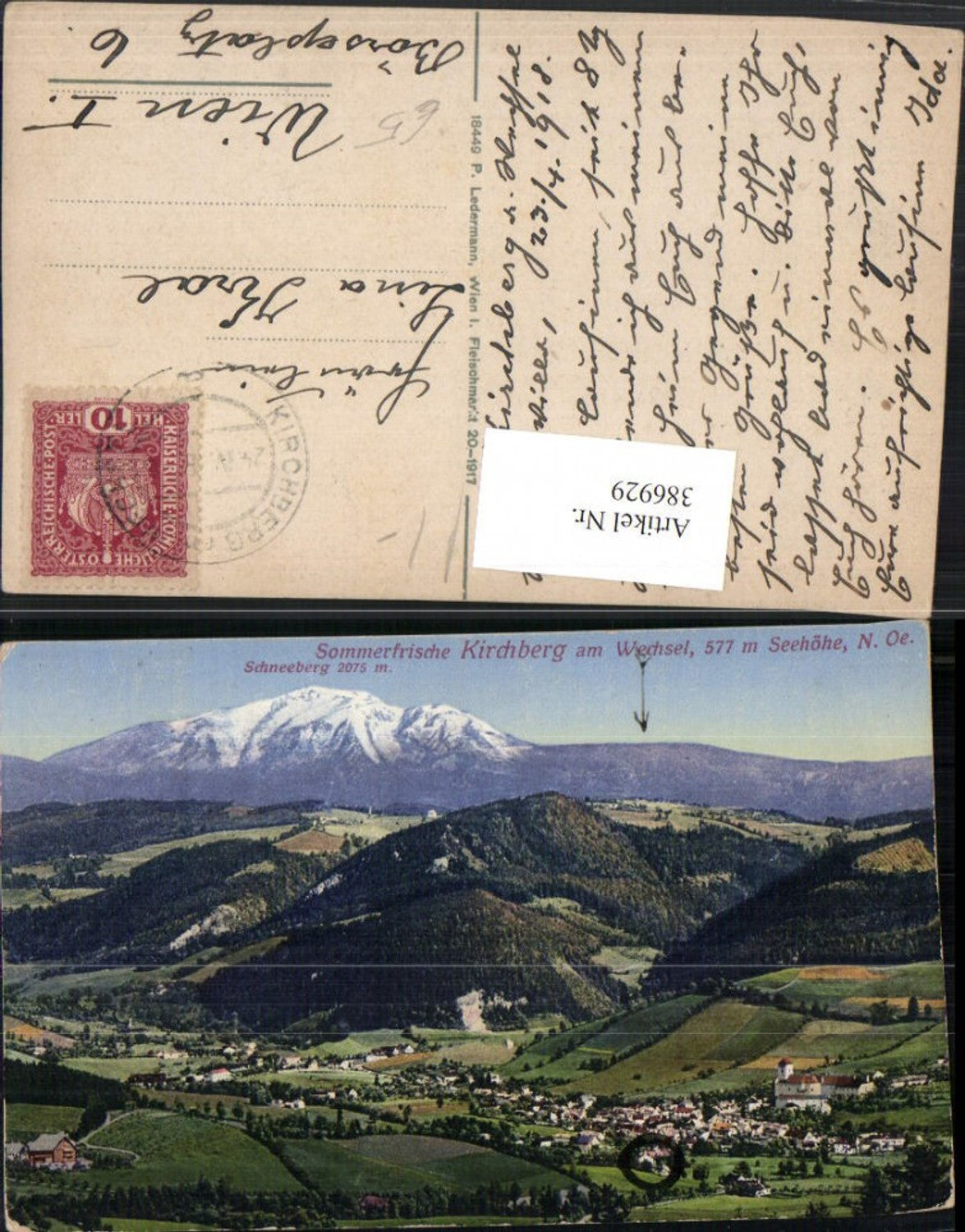 386929,Kirchberg am Wechsel Totale m. Schneeberg Bergkulisse