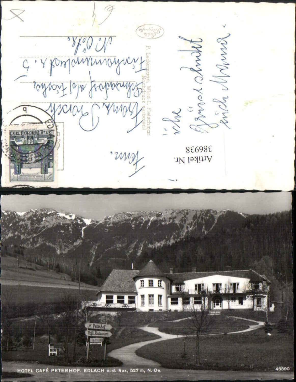 386938,Edlach an d. Rax Hotel Cafe Peterhof Bergkulisse