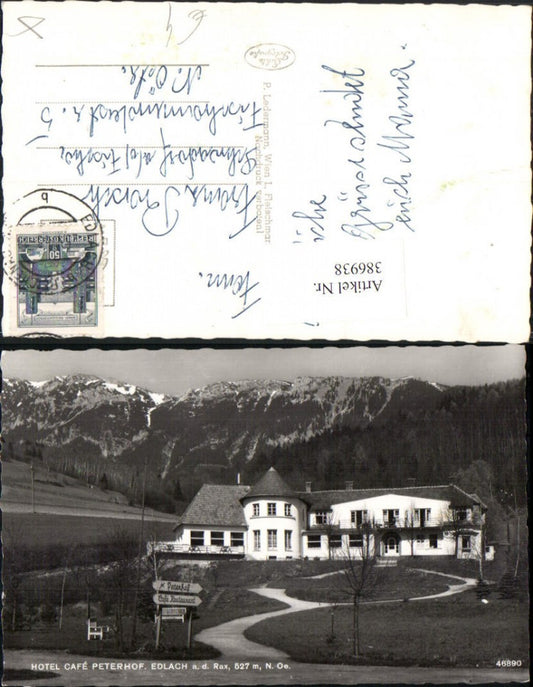 386938,Edlach an d. Rax Hotel Cafe Peterhof Bergkulisse