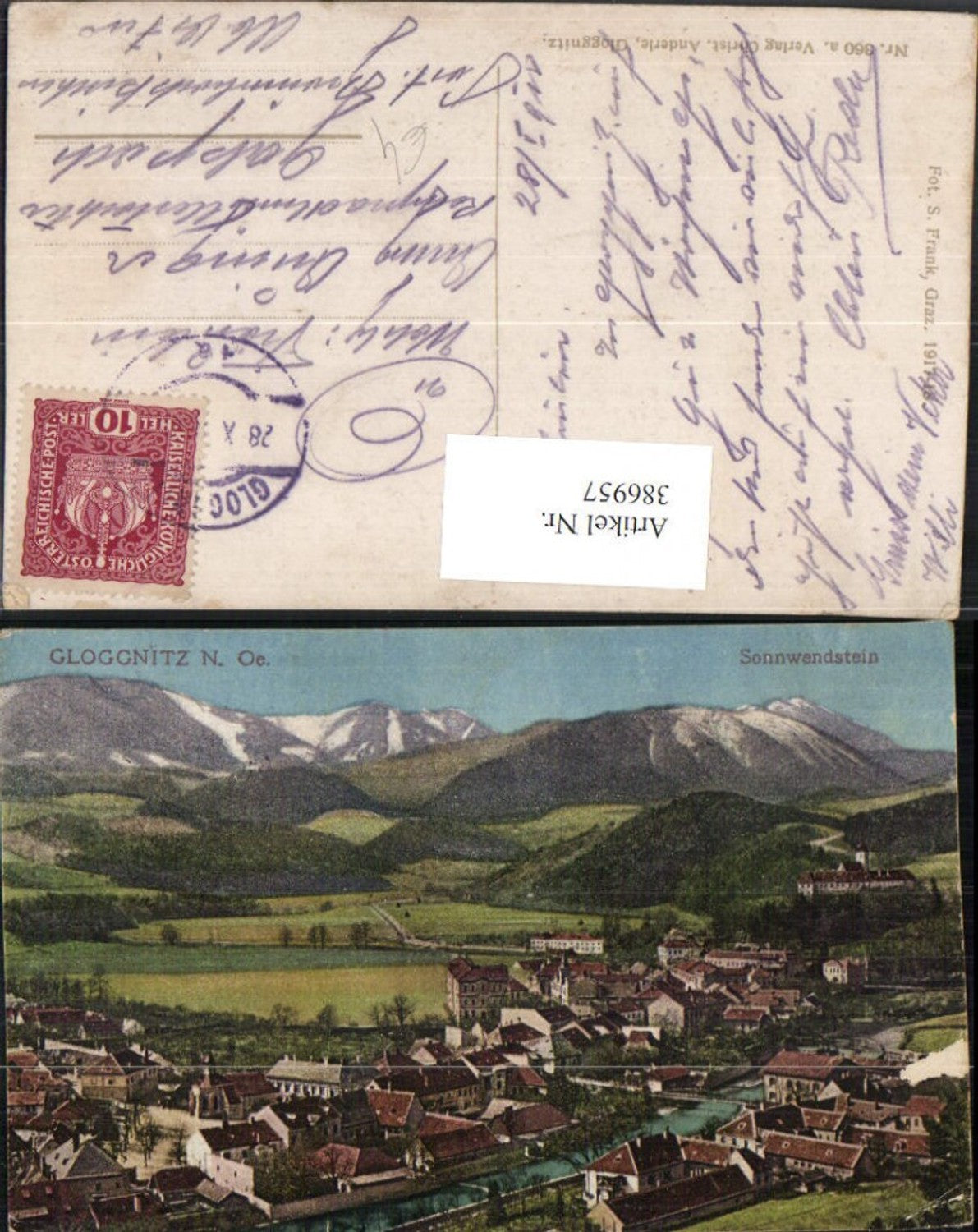 386957,Gloggnitz Teilansicht m. Sonnwendstein Bergkulisse
