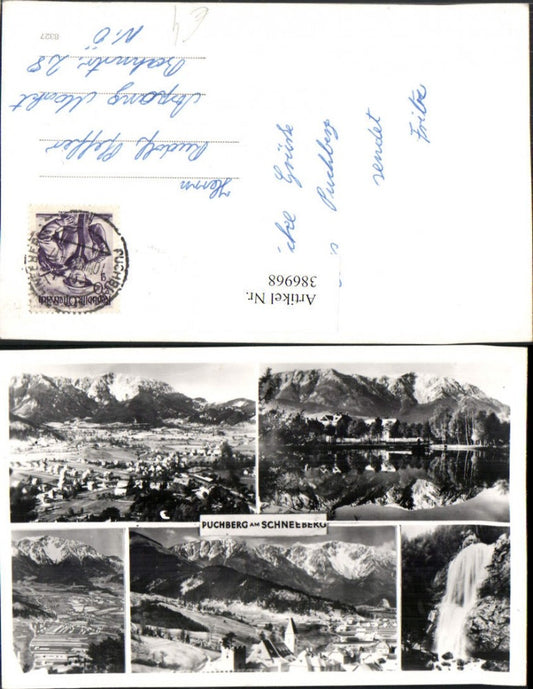 386968,Puchberg am Schneeberg Totale Teich Wasserfall Mehrbildkarte