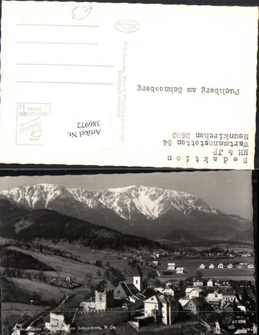 386972,Puchberg am Schneeberg Teilansicht Ruine Kirche Bergkulisse