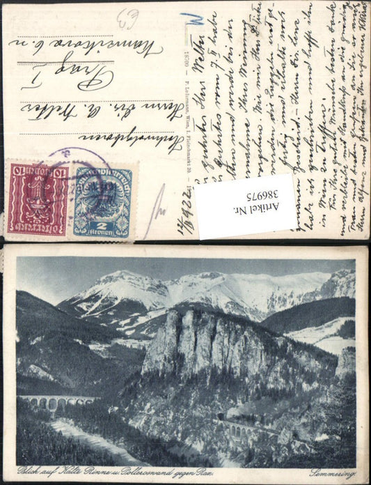 386975,Semmering Blick auf Kalte Rinne Viadukt u. Polleroswand geg. Rax Bergkulisse