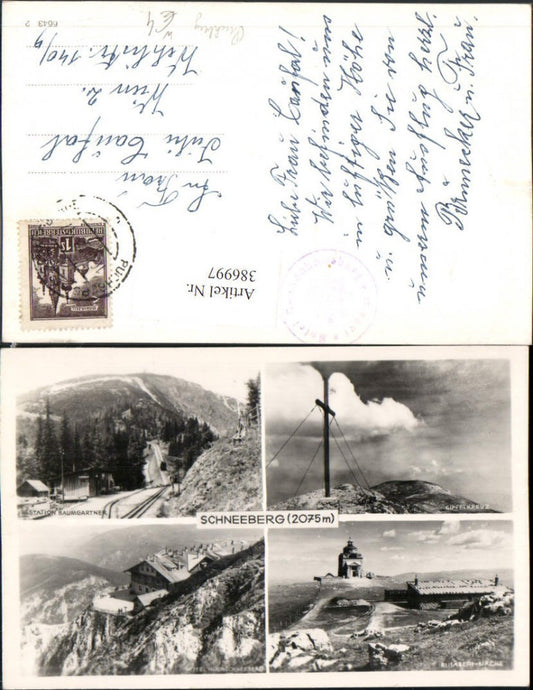 386997,Schneeberg b. Puchberg Gipfelkreuz Elisabeth-Kirche Berghütte Mehrbildkarte