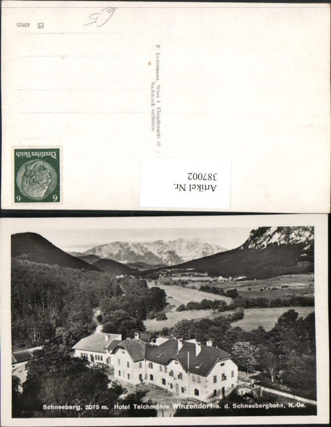 387002,Winzendorf an d. Schneebergbahn Hotel Teichmühle m. Schneeberg Bergkulisse