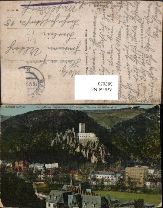 387053,Baden b. Wien Helenental Burg Ruine Rauhenstein m. Pension Silvanna