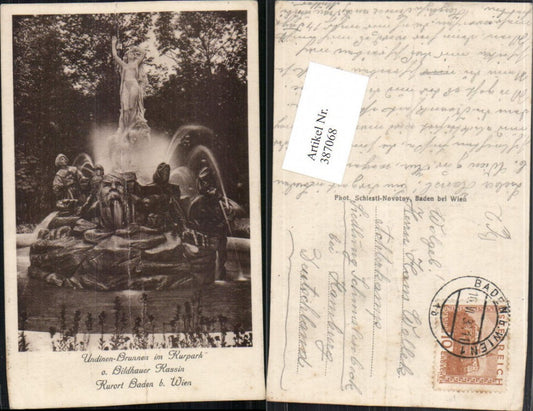 387068,Baden b. Wien Undinen-Brunnen im Kurpark