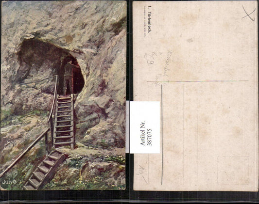 387075,Künstler AK Jung Türkenloch Höhle b. Weissenbach Furth an d. Triesting