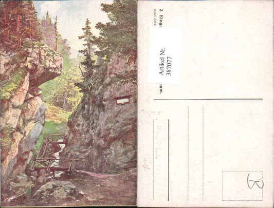 387077,Künstler AK F. Jung Eingang in die Steinwandklamm b. Furth an d. Triesting