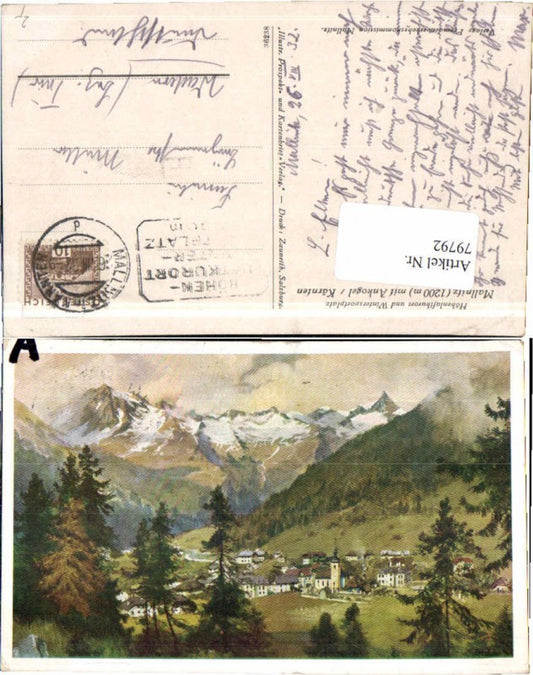 79792,Schöne Künstlerkarte Mallnitz m. Ankogel 1930