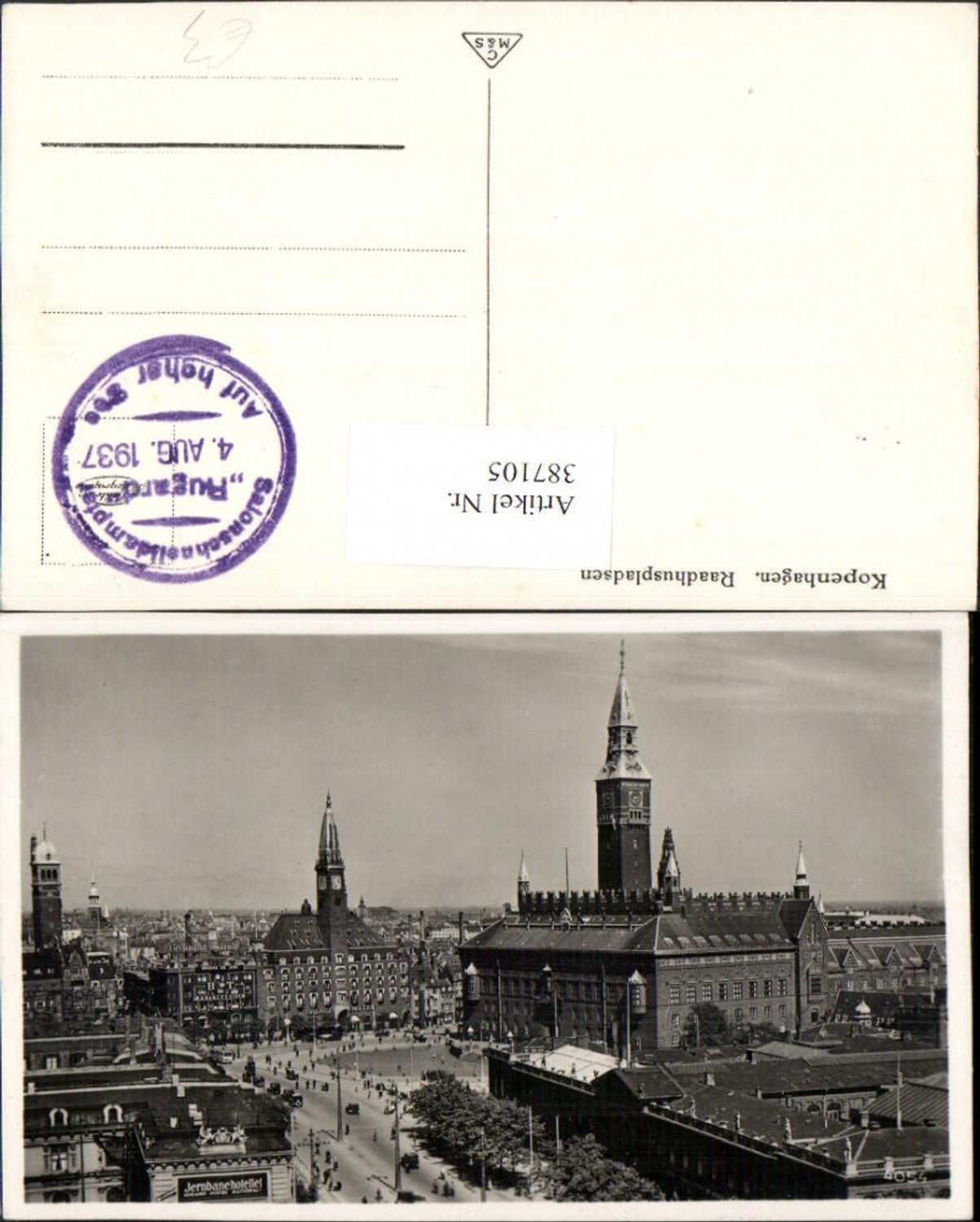 387105,Denmark Kobenhavn Kopenhagen Raadhuspladsen Rathaus