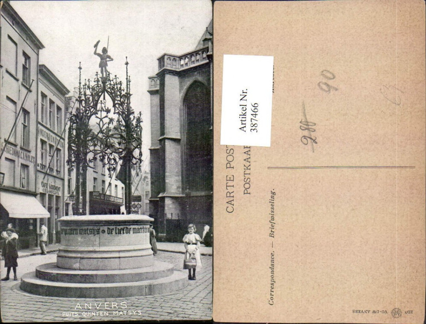 387466,Belgium Anvers Antwerpen Puits Quinten Matsys Brunnen