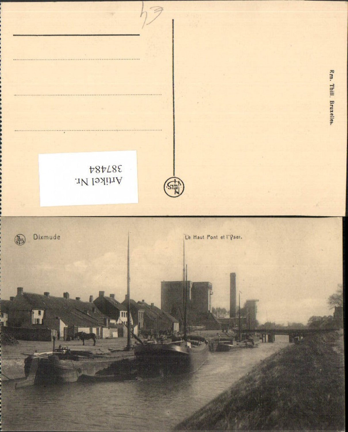 387484,Belgium Dixmude Diksmuide Le Haut Pont et l'Yser Fluss Segelboot Boote
