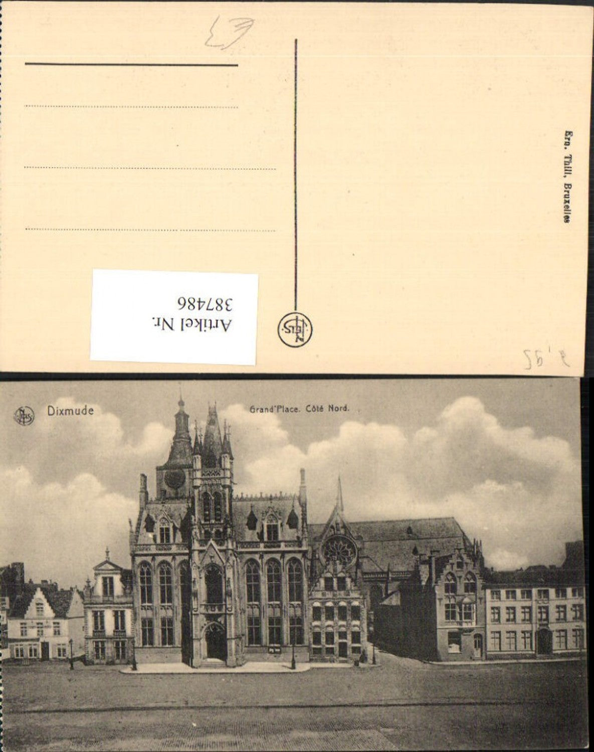 387486,Belgium Dixmude Diksmuide Grand Place Rathaus Kirche