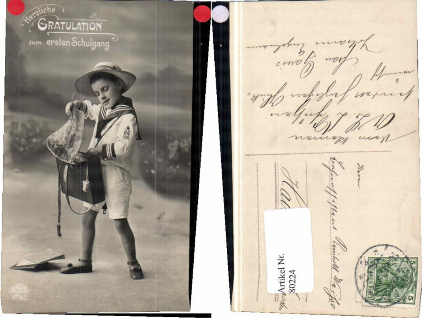 80224,Junge Matrosen Uniform Ranzen Einschulung Schulgang