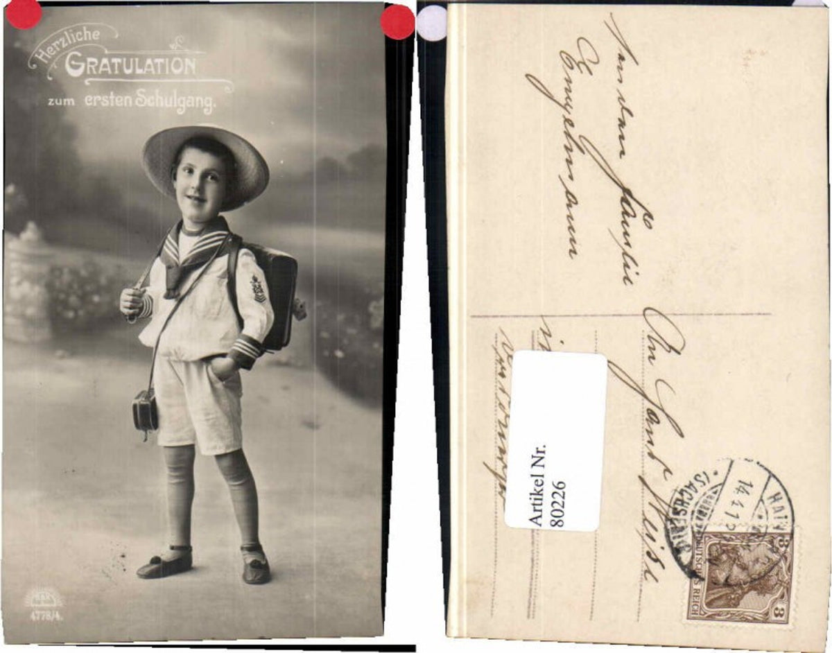 80226, Boy's hat satchel sailor uniform first day of school