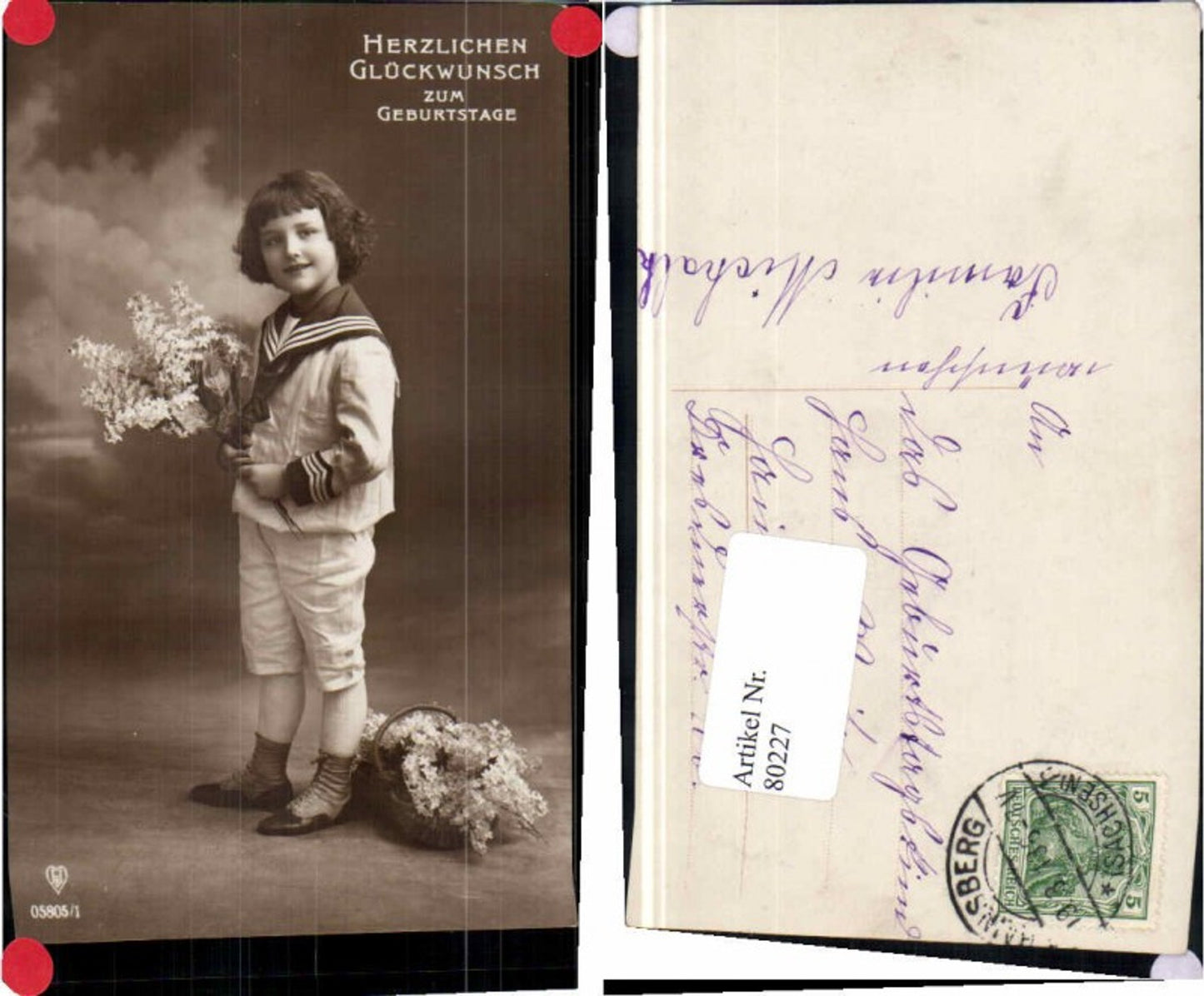 80227, Birthday Child Sailor Uniform Flowers