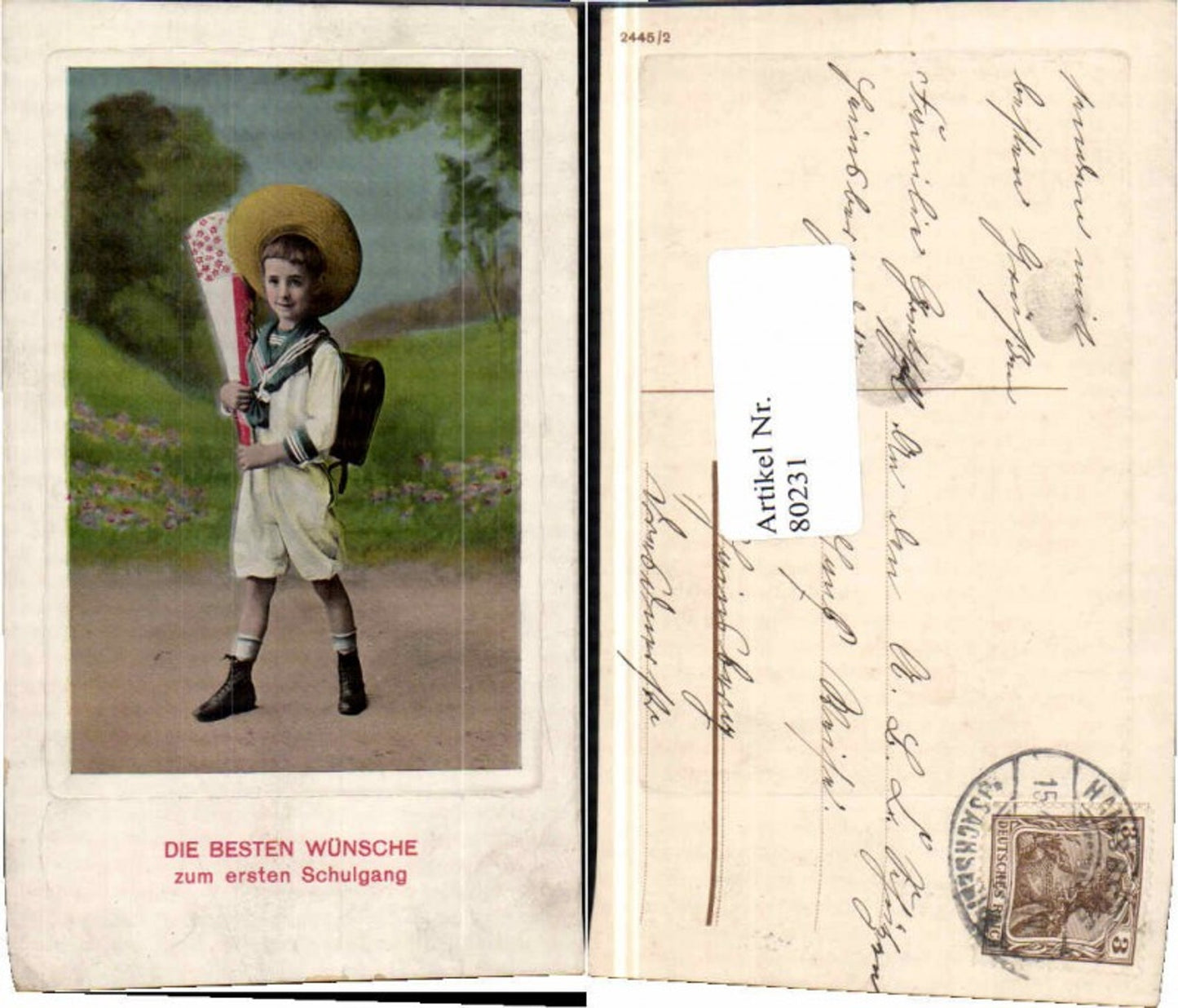 80231, Young sailor uniform school cone satchel hat