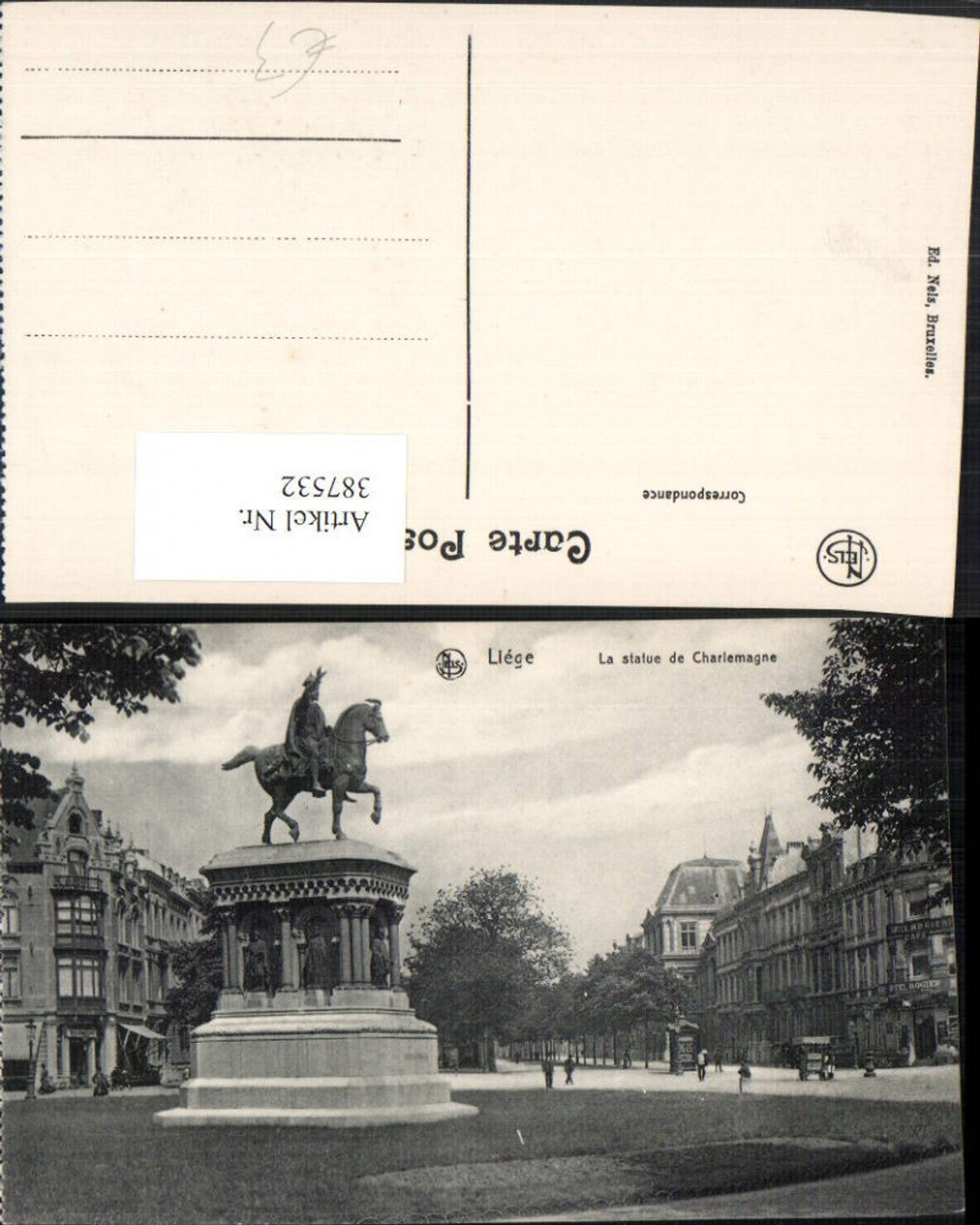 387532,Belgium Liege La Statue de Charlemagne Denkmal
